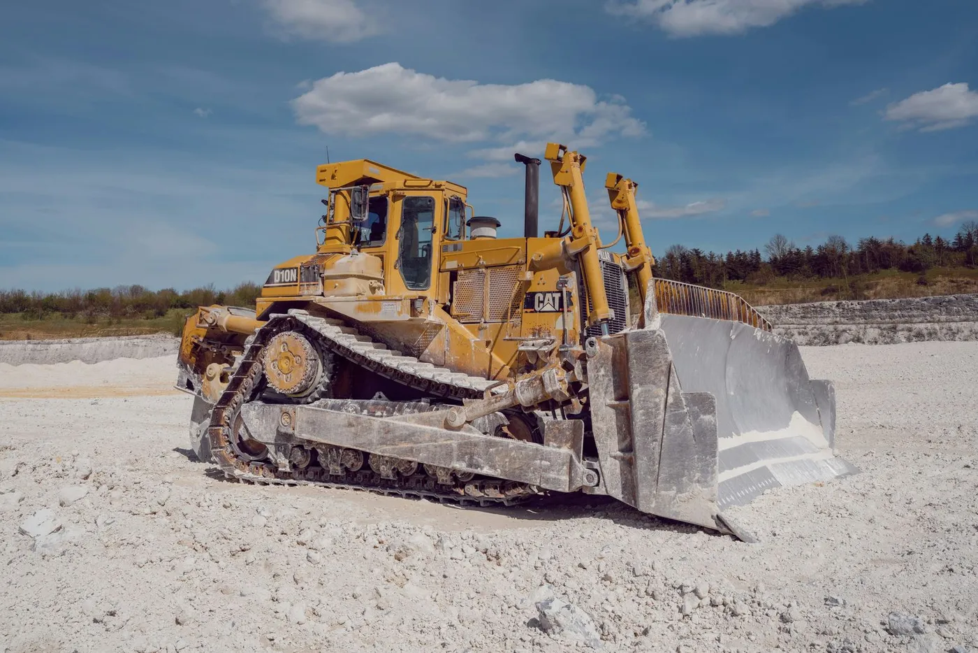 Bulldozer on a quarry floor